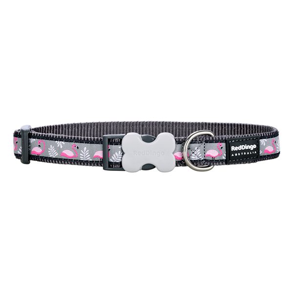 Red Dingo Dog Collar Flamingo Cool Grey Large 25mm x 41-63cm Carousel 1