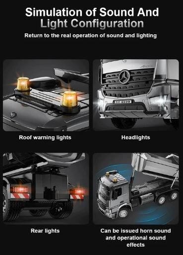 1/20 Mercedes Benz Arocs Alloy Tipper Dump Truck RTR W/2 Rechargeble Batteries Carousel 7