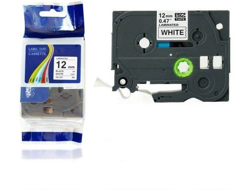 TZe231 Black on White 12mm P-Touch tape or Tze131 / Tze631 Carousel 1