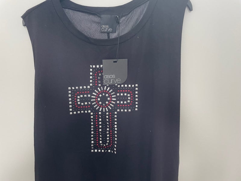 ASOS Embellished Cross Dip Back Top ~ Sizes 20 & 22 Carousel 2