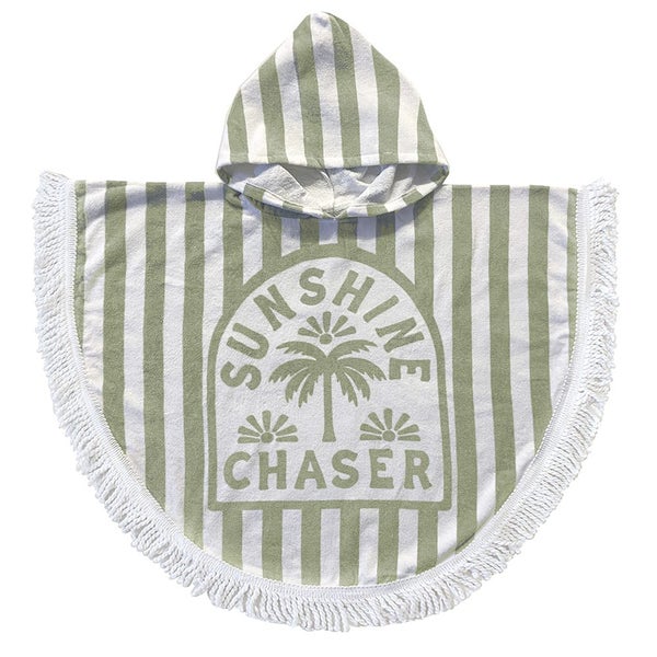 Bambury Kids Sunshine Poncho Hooded Beach Towels|Quick Drying-Sage Carousel 1