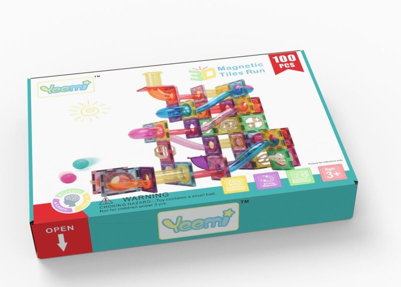 Magnetic Tile Marble Run 100pcs Reinforced by Rivets Carousel 1