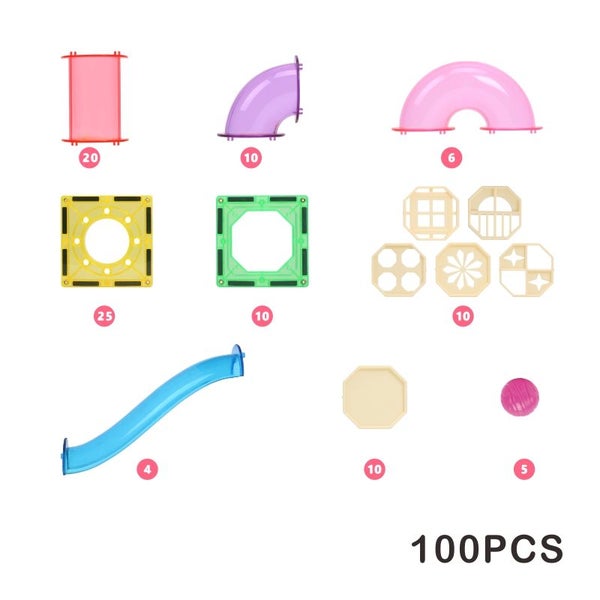Magnetic Tile Marble Run 100pcs Reinforced by Rivets Carousel 2