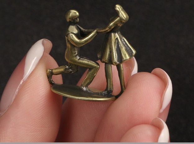 Antique Bronze Proposing Love Figurine Ornament Brass Sculpture Decor Carousel 1