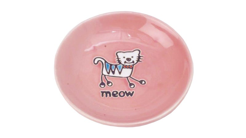 Silly Kitty Saucer Cat Bowl Pink 13cm Carousel 1
