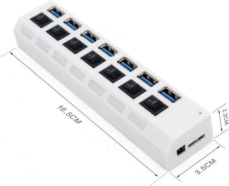 7 Port USB Splitter USB 3.0 Hub with On/Off Switch LED Indicators NEW Carousel 3