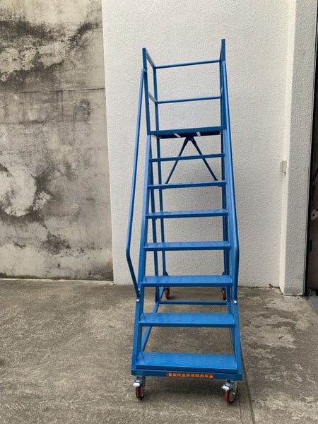 Brand New Rolling /mobile Warehouse Ladder with Work Platform 10 Steps-Blue 2.5M Carousel 2
