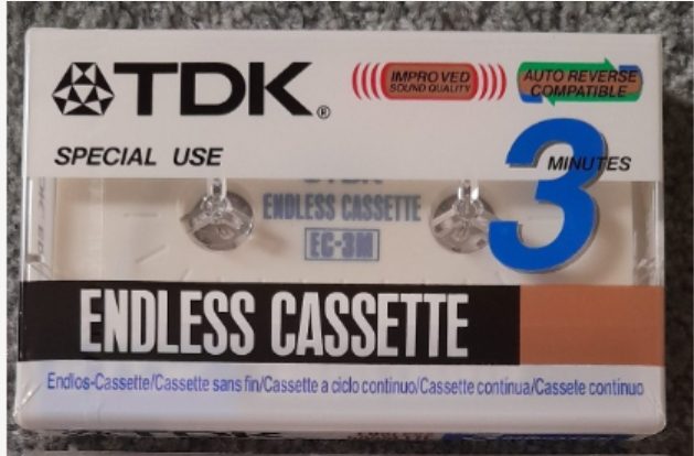3 minutes play forever? Unusual! TDK Endless Cassette (3 min new) Tape - Japan Carousel 1