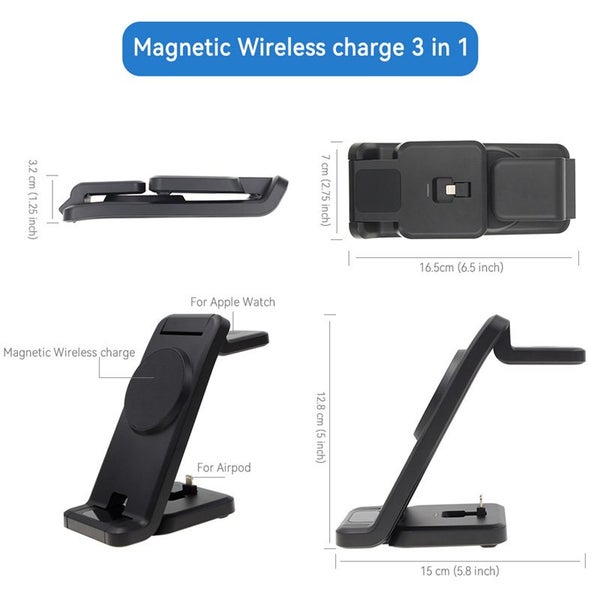 15W Magnetic Wireless Fast Charger 3in1 Station For Apple iWatch Air Pods iPhone62995407438466113