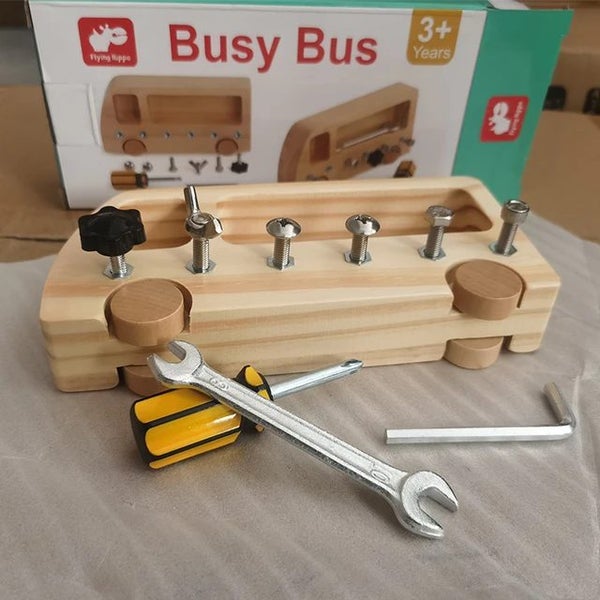 Montessori Busy Bus - Screw Board set Carousel 1