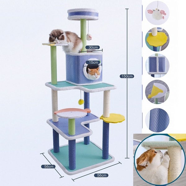 155cm Cat Tree Summer Cooling Surface Scratching Post House Carousel 1