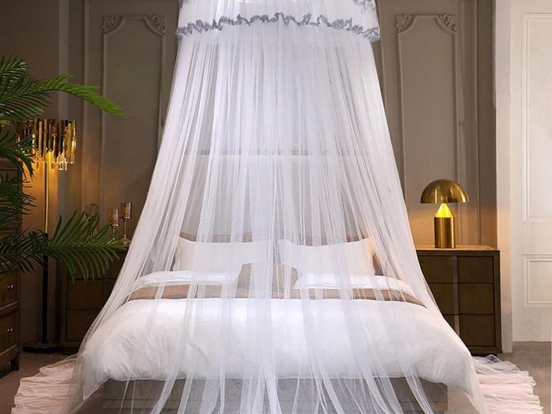 1Pc White Bed Canopy Dome Mosquito Net Hanging Bed Curtain Universal Size Carousel 2