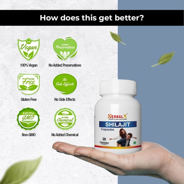 HerbalX Shilajit Capsule | 100% Natural | 20 Vegan Capsule 500mg Carousel 7