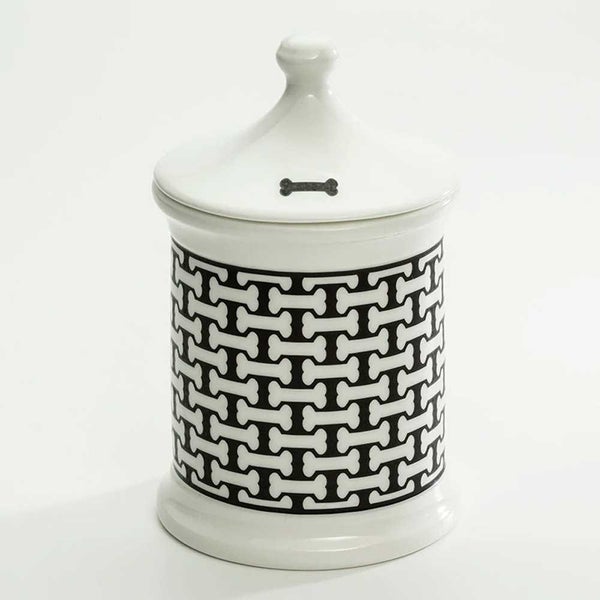 Halcyon Days Bone Trellis Treat Jar Black Large Carousel 1