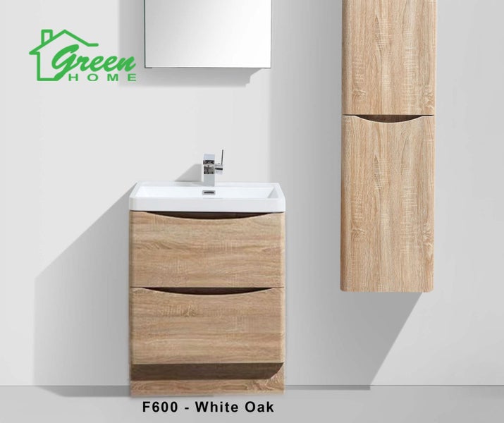600 White Oak Double Drawer Plywood Vanity Carousel 2