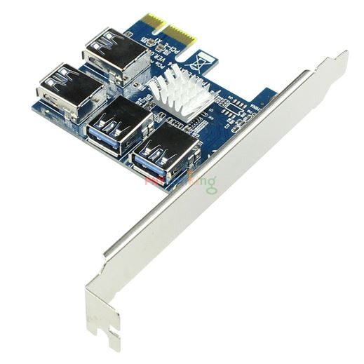 USB to PCI-E Adapter 1 to 4 PCI-Express Slot 1x to 16x USB 3.0 Mining Carousel 2