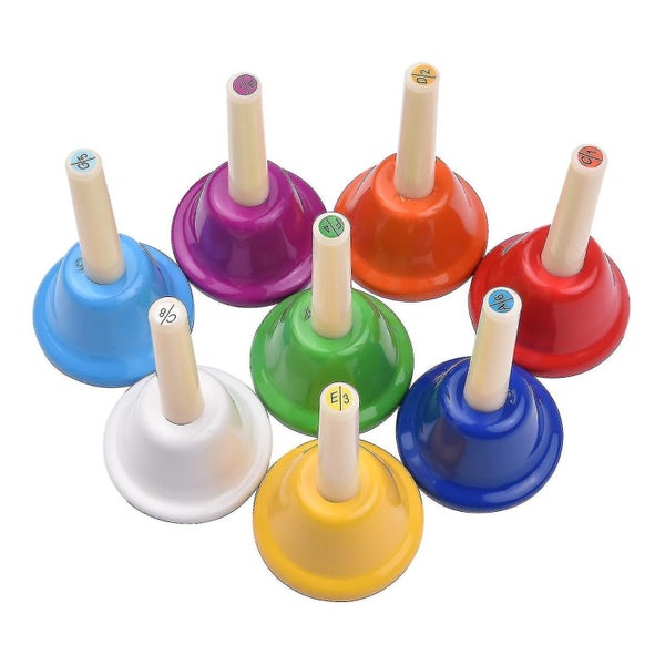 8pcs Colorful Handbell 8 Note Diatonic Metal Hand Bells Set Tinkle Percuss Carousel 1