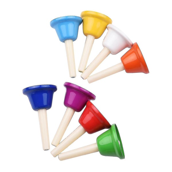 8pcs Colorful Handbell 8 Note Diatonic Metal Hand Bells Set Tinkle Percuss Carousel 3