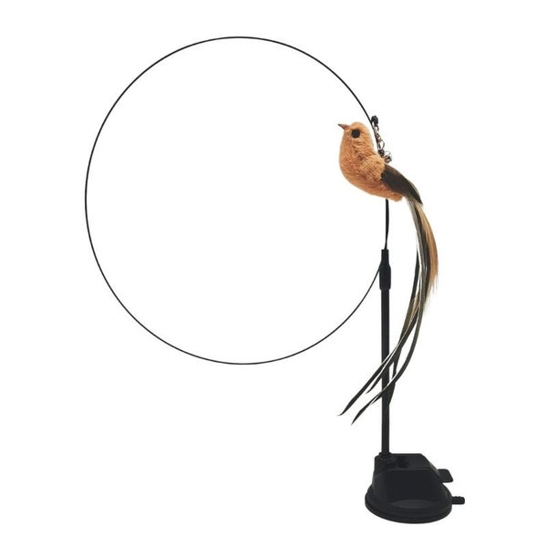 Upgraded Epoxy Sucker Steel Wire Long Rod Feather Cat Teasing Stick Carousel 1
