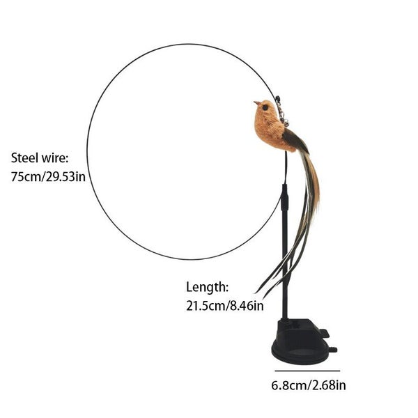 Upgraded Epoxy Sucker Steel Wire Long Rod Feather Cat Teasing Stick Carousel 7