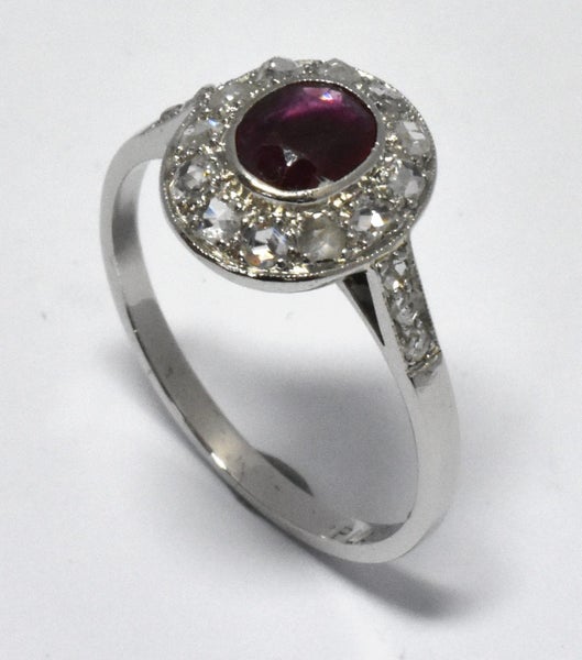 $2,700 Platinum Ruby & Diamond Ring size O+ Carousel 1