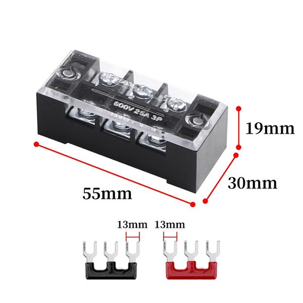 1pcs 25A 600V Dual Row Strip Electrical Screw Terminal Block Fence Carousel 1