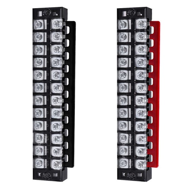 1pcs 25A 600V Dual Row Strip Electrical Screw Terminal Block Fence Carousel 2