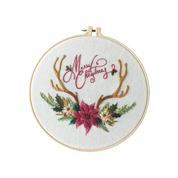 Pattern Embroidery Starter Kit Cross Stitch Merry Christmas Embroidery-Antlers Carousel 1