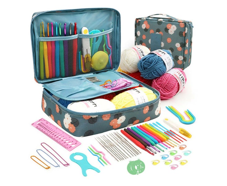 58Pcs Crochet Kit with Storage Yarn Knitting Accessories - Flower Carousel 1