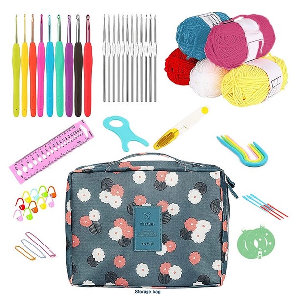 58Pcs Crochet Kit with Storage Yarn Knitting Accessories - Flower Carousel 2