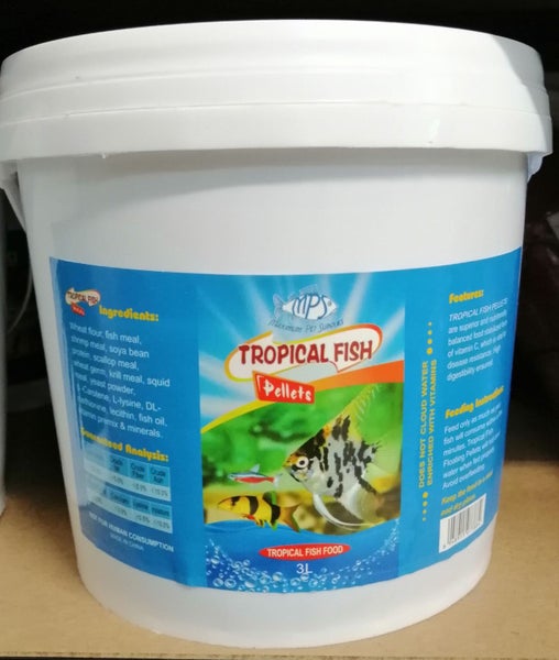 Tropical Fish Pellets Fish Food 2mm 3L Bucket/1.5kg Carousel 1