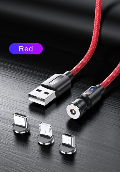 USLION 540 Rotating Magnetic USB / Type C Top Quality Cable 1M BLACK Carousel 2