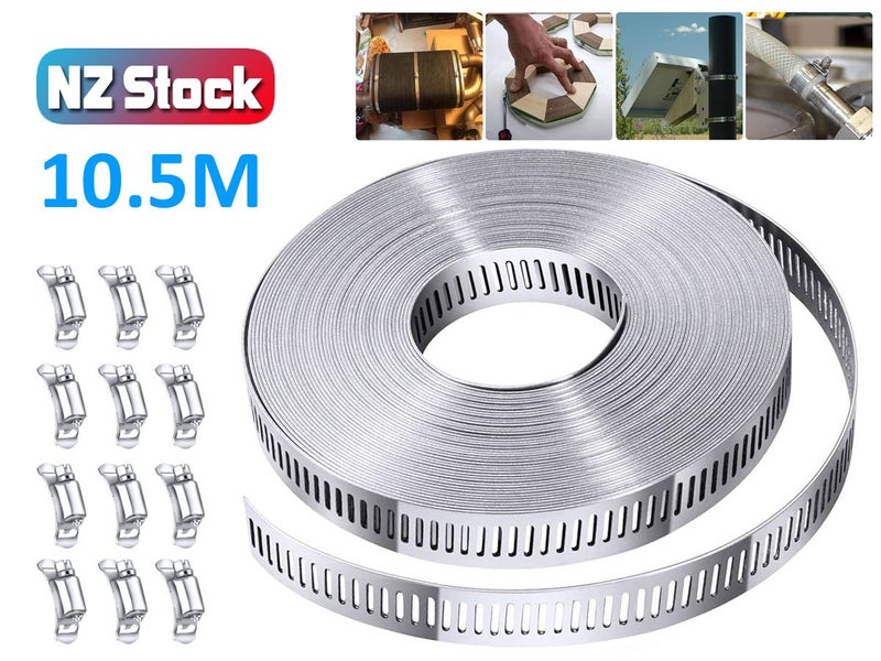 Stainless Steel Hose Clamps 10.5M Adjustable Pipe Clamps NZ Clearance Carousel 1