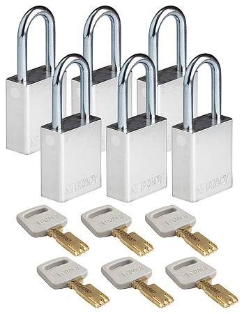BRADY Lockout Padlock, Al, Silver, Key Alike, PK6 55JY40 Carousel 1