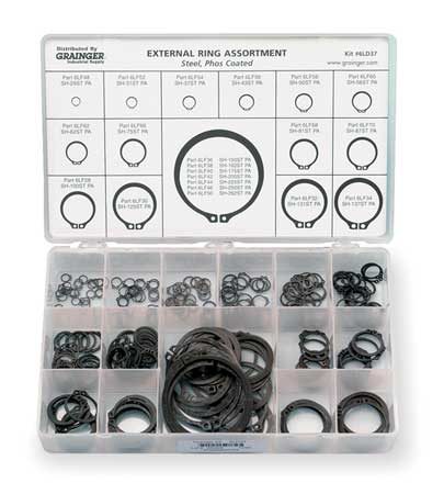 GRAINGER APPROVED Ext Retain Ring Asst, 273 Pc, 21 Szs 6LD37 Carousel 1