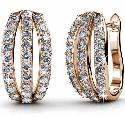 Rose Gold Crystal Huggie Earrings "Kathleen" Carousel 1