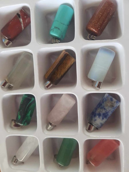 Bulk Lot -12 Column Gemstone Pendants/Charms Carousel 1