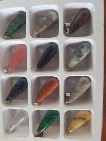 Bulk Lot -12 Drop Gemstone Pendants/Charms Carousel 1