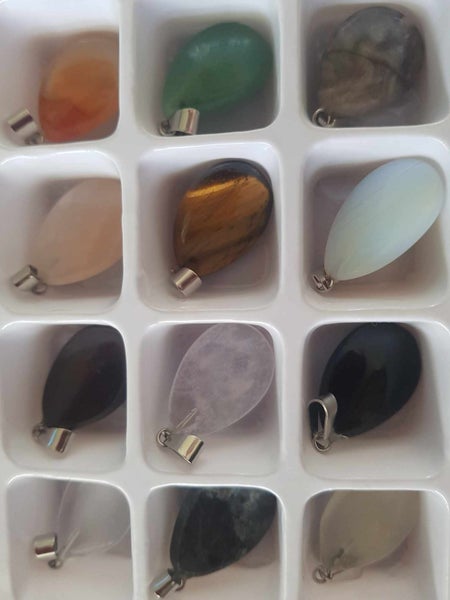 Bulk Lot -12 Pear Drop Gemstone Pendants/Charms Carousel 1