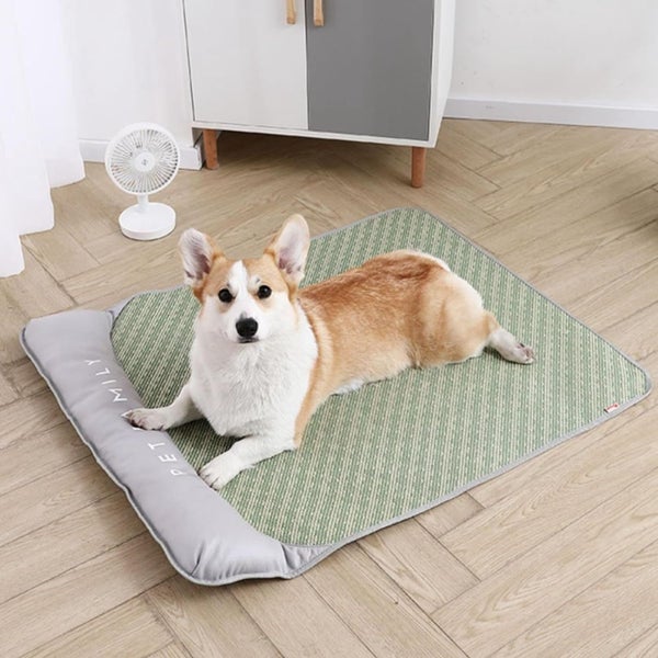Dog Cooling Mat Breathable Portable Rattan Bed Pet Summer Sleeping Mat Carousel 1