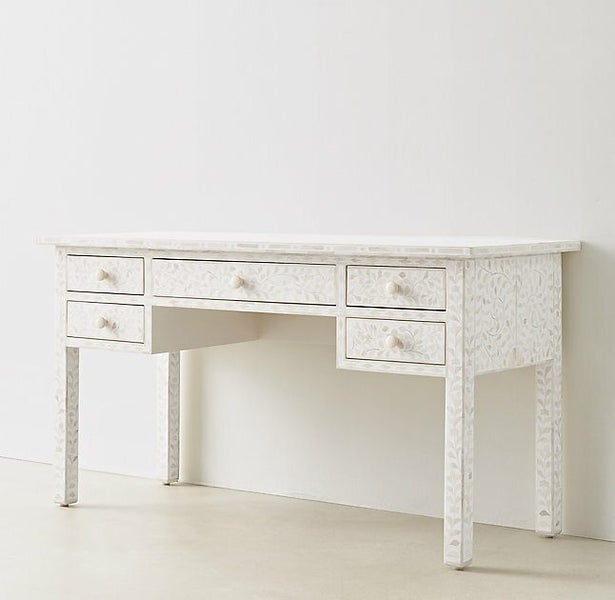 Bone Inlay Desk in White Carousel 1