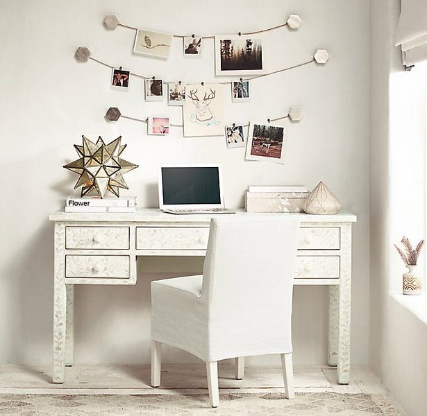 Bone Inlay Desk in White Carousel 2