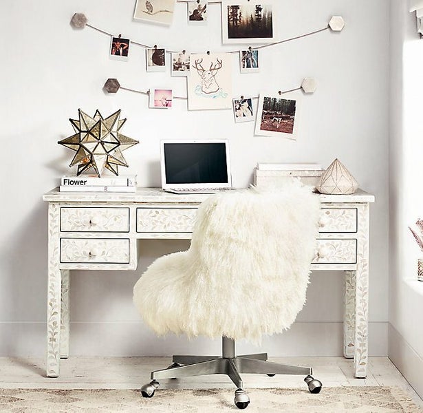 Bone Inlay Desk in White Carousel 6