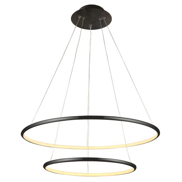 UGE Lighting Slimline Dual Ring Pendant - Black - 3000K Warm White Carousel 1