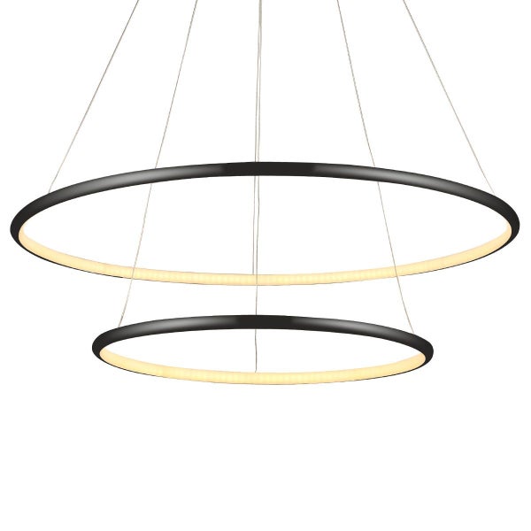UGE Lighting Slimline Dual Ring Pendant - Black - 3000K Warm White Carousel 2