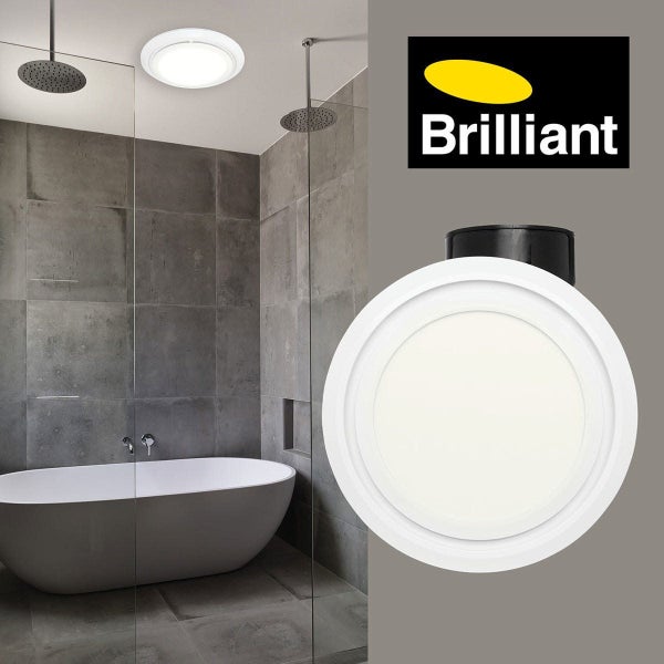Brilliant Talon Large Round Exhaust Fan with 15W LED Light - Tri-Colour - White Carousel 4