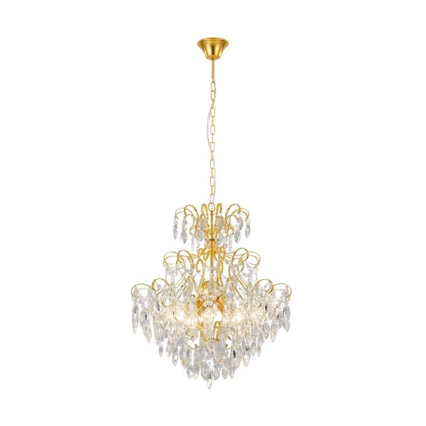 Eglo Fenoullet-1 Brass 5 Light Crystal Pendant Light Carousel 2