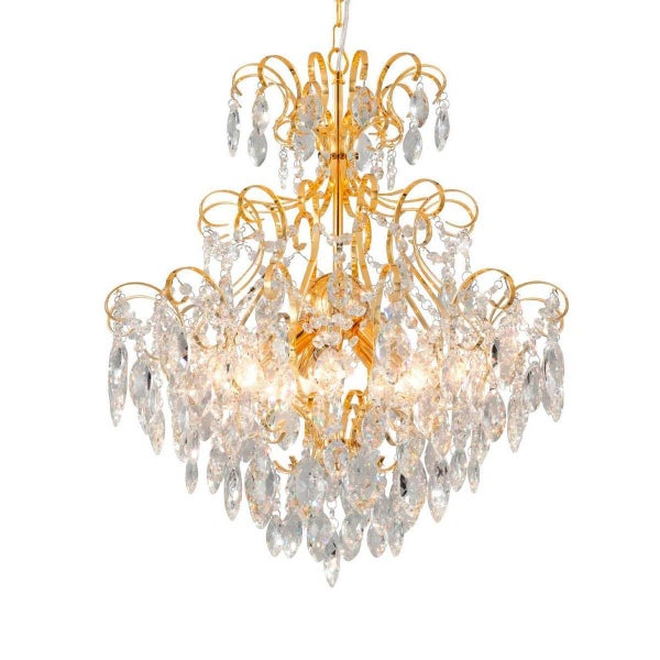 Eglo Fenoullet-1 Brass 5 Light Crystal Pendant Light Carousel 1