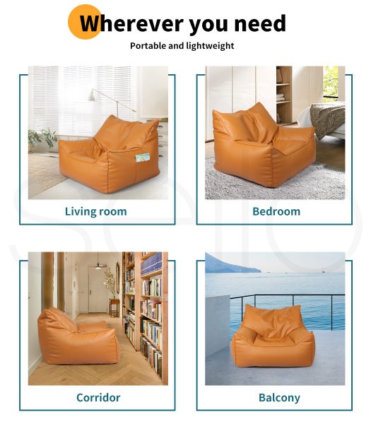 Marlow Bean Bag Chair Cover PU Indoor Home Game Lounger Seat Lazy Sofa Large Carousel 2