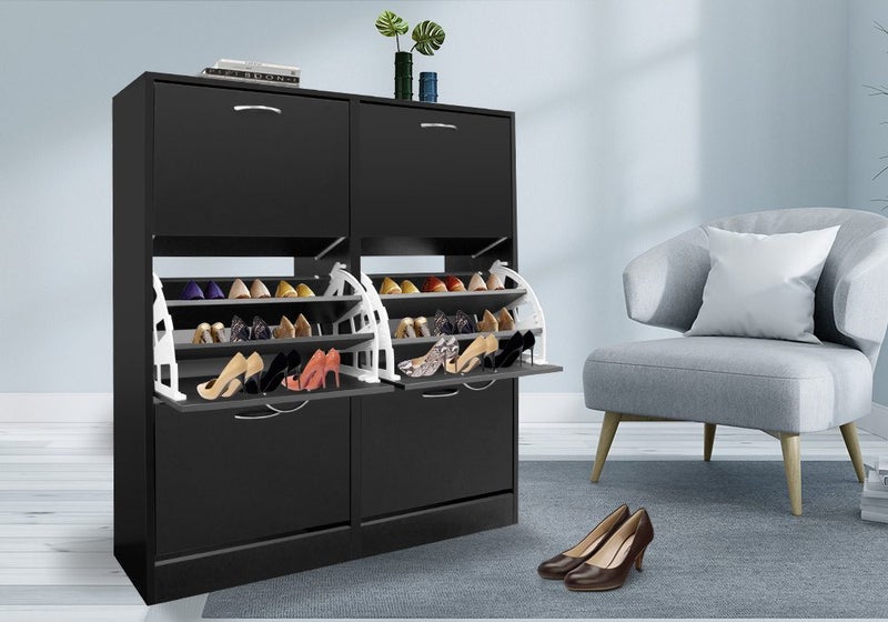 Wooden Shoe Cabinet Shoes Storage Rack Organiser Wooden Shelf Drawer 54 Pairs Carousel 2